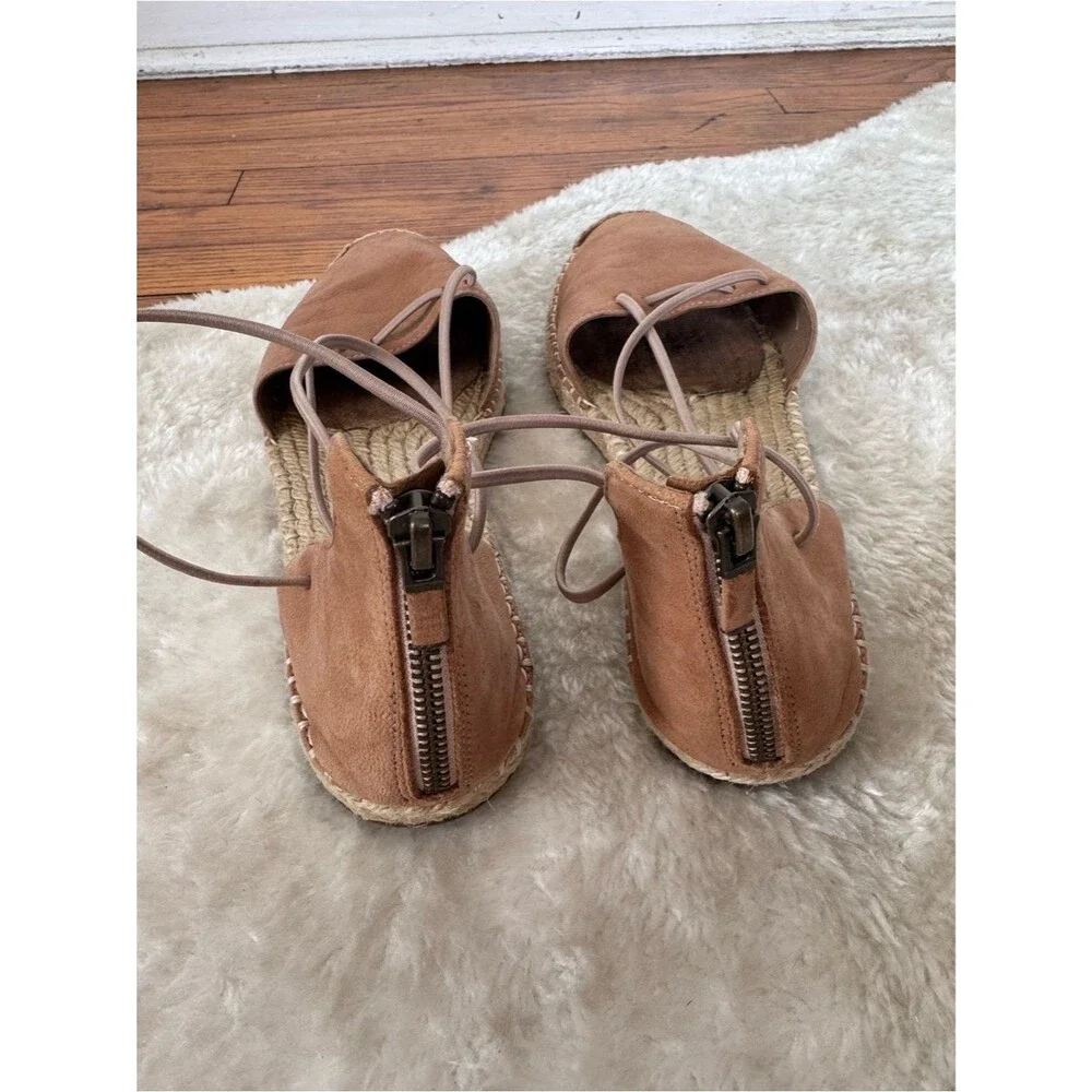 Eileen Fisher Women's Lace-Up Suede Leather Espadrille Flats in Tan